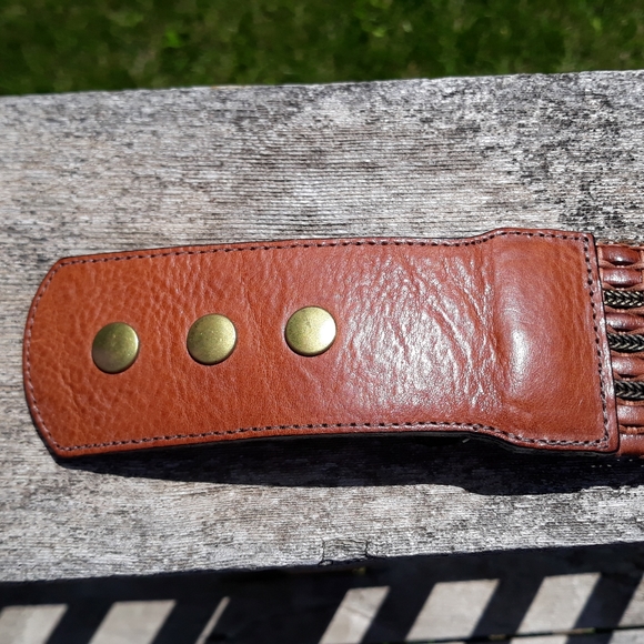 Streets Ahead Woven Leather & Brass Wide Belt S main image 15